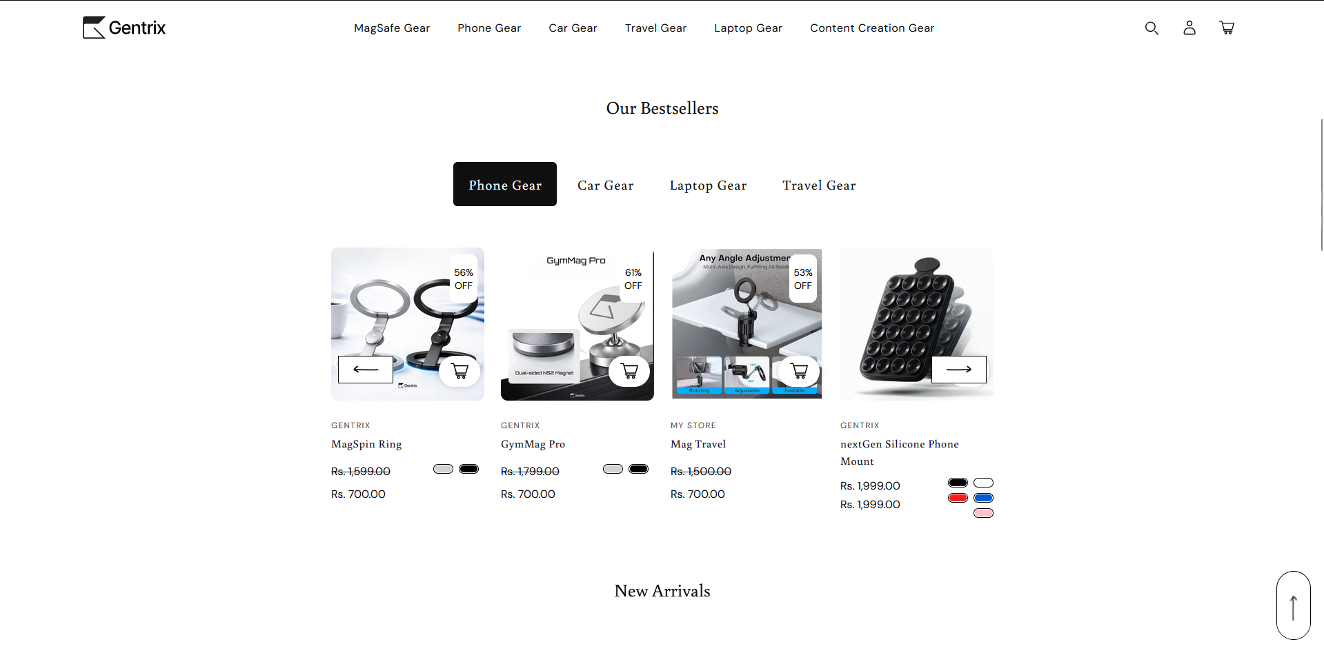 Gentrix Shopify desktop storefront placeholder